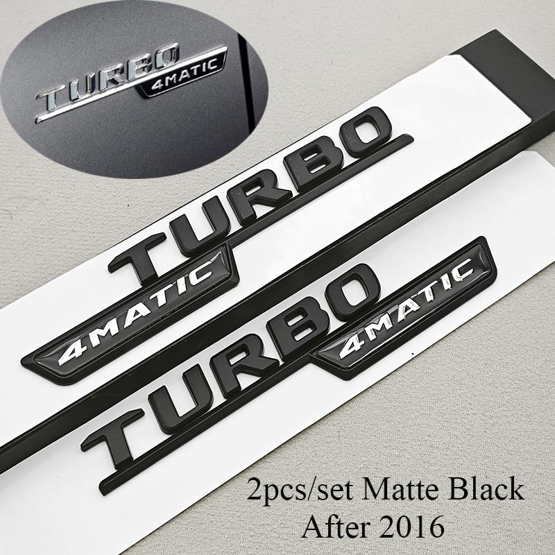 2pcs 3D ABS Chrome Car Letters TURBO 4MATIC Logo Fender Side Badge For Mercedes AMG A35 45 A45S W177 W176 Stickers Accessories