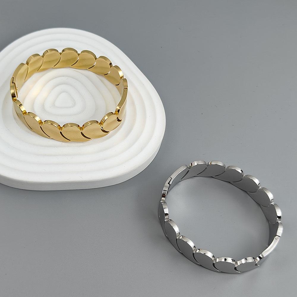 

New water drop hollow stainless steel gold plated bracelet, high quality waterproof silver jewelry, gift for couples