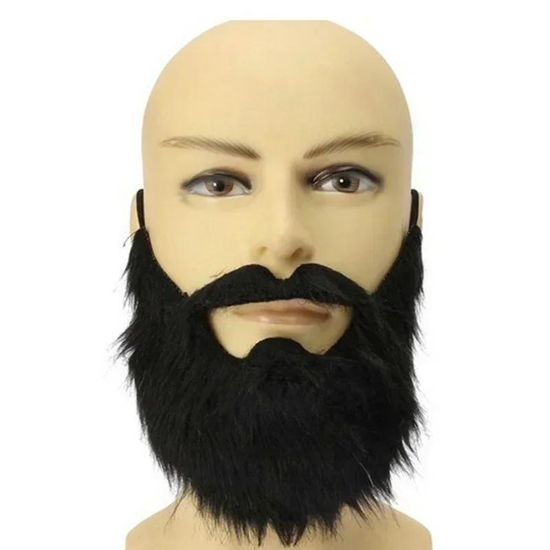 False Beard Performance Prop, Halloween Simulation Beard, Black Party Supplies, Big Beard, False Beard, Handlebar Mustache
