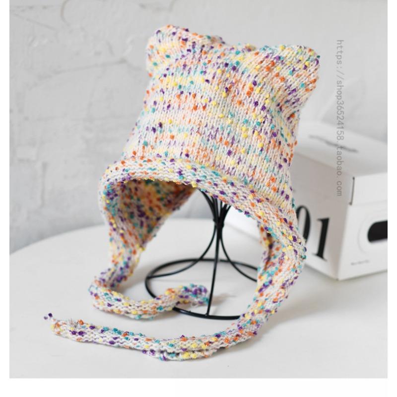 Korean Style Crochet Knit Hat Women Winter Ear Flap Warm Hat