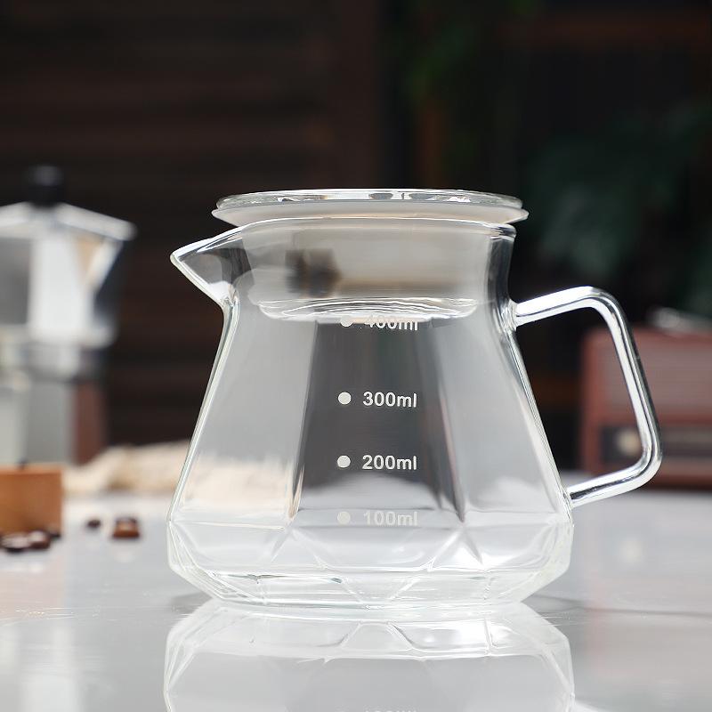 Octagonal Coffee Pot Transparent Juice Coffee Kettle Reusable Coffee Teapot Glass Coffeeware 400/600ml Without Filter Cup