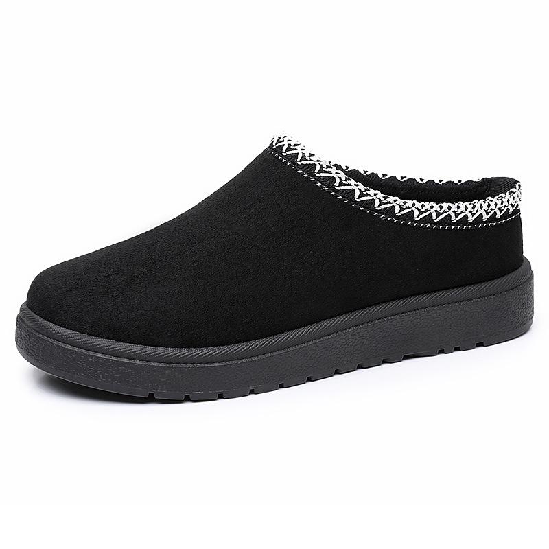 Fashion Winter Women Cotton Shoes 2025 Cashmere Warm Thick Sole Heelless Snow Boots Woman Covered Mop Warm Booties Fur Half Slipper