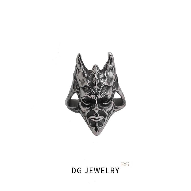 Devil Prajna Ghost King Skull Ring Male Personality Domineering Punk Style Niche Opening Adjustable Hip Hop Ring