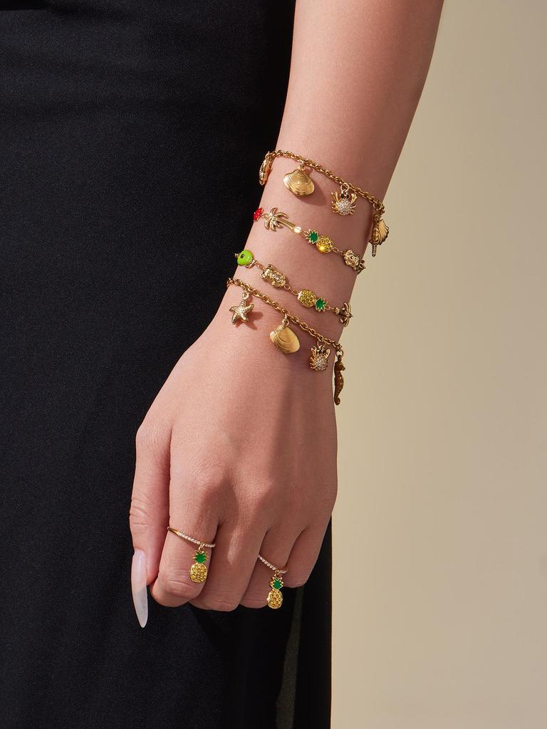 Oumeka Ocean Stainless Steel Zircon Crab Seashell Necklace & Bracelet Set