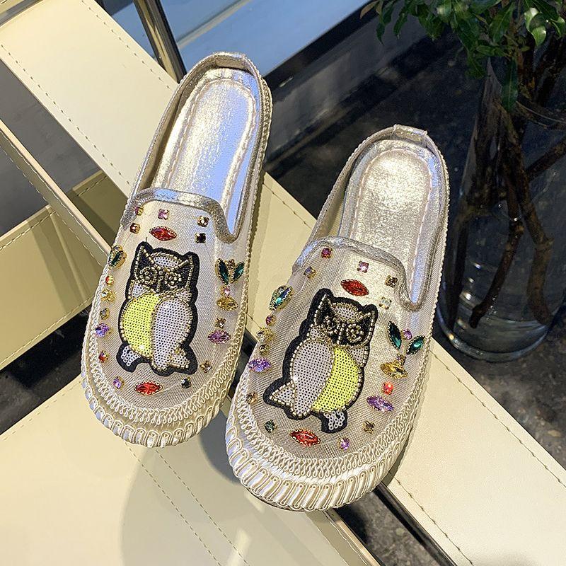 One-pedal fisherman shoes New summer lazy sandals Platform single shoes Women's mesh breathable bag head slippers