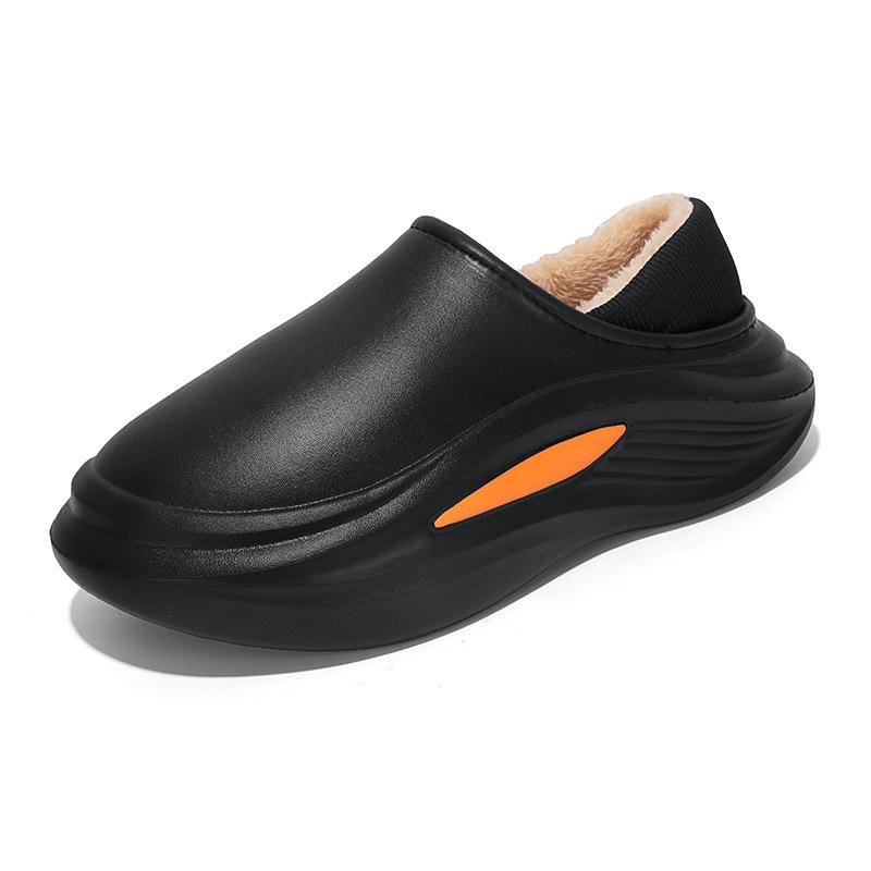 Winter new cotton slippers indoor home velvet thermal shoes waterproof couple non-slip thick-soled fluffy slippers