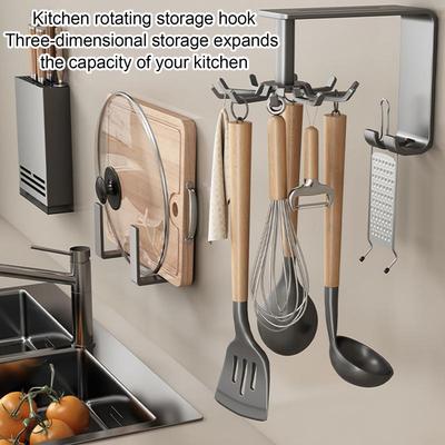 Hanging Hooks Kitchen and Storage Organizer Gadgets Shelf Organizer Housekeeper On Wall Cutting Board Spatula Spoon Knife Rack