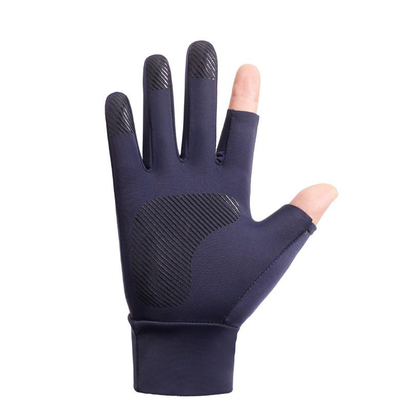 Mens Breathable Ice Silk Cycling Gloves 2-Finger Design Outdoor Riding Driving Sun Protection Lightweight