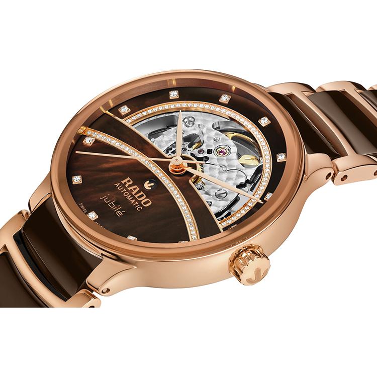 RADO Radar Kristal Serisi Otomatik Mekanik Mekanizma İskelet Elmas Mekanik Kadın Saati İsviçre Saati Kahverengi Kadran R30029942