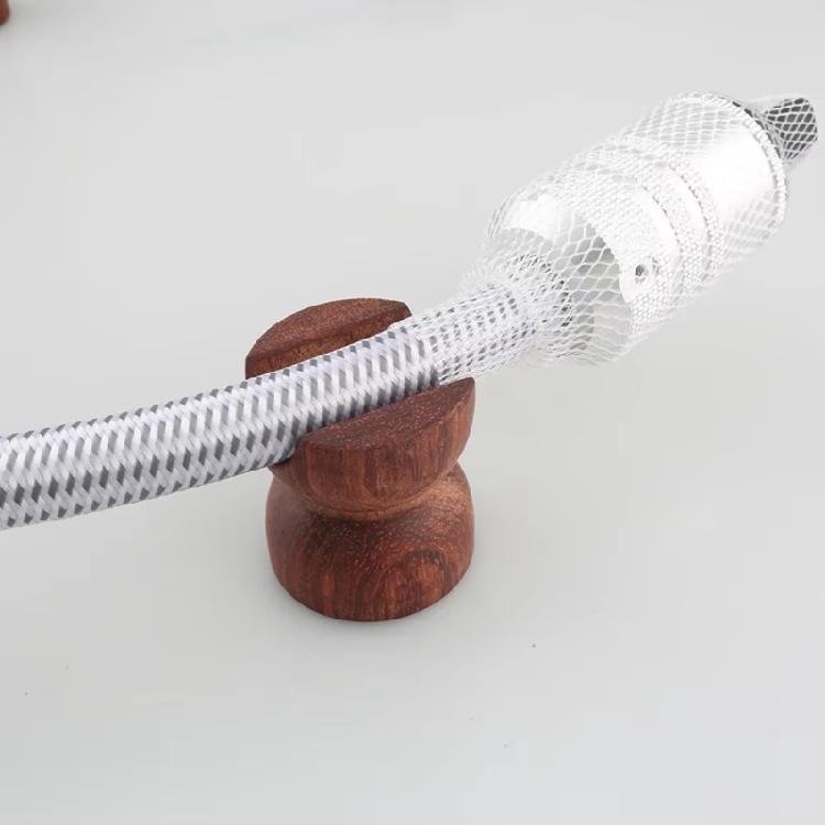 Wide-Base Cable Stand with Natural Wood Construction U-Channel Support for Arranging Raised Supports Along the Intended Wire Route