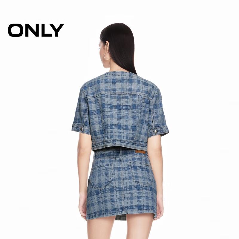 ONLY 2024 Summer Plaid Short Denim Jacket for Women
