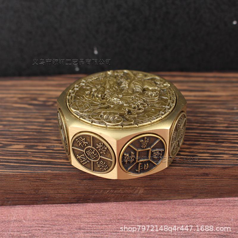 Brass Eight- Money-Making -Attracting Stress-Relief Ten-Sided Spinner Pure Copper Handheld Pixiu Wealth-Bring