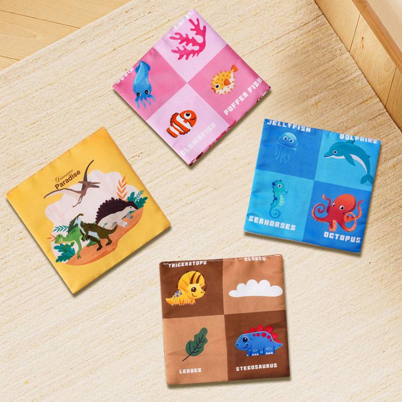 Montessori Baby Tissue Box Towel Soft Cloth Toys Toddler Finger Exercise Educational Learning Activity Sensory Plush Toy for Kid