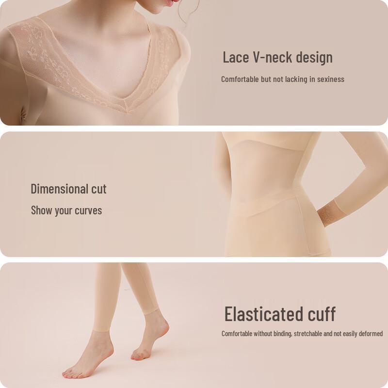 Maoren Women's Hyaluronic Acid Moisturizing Seamless Thermal Underwear Set