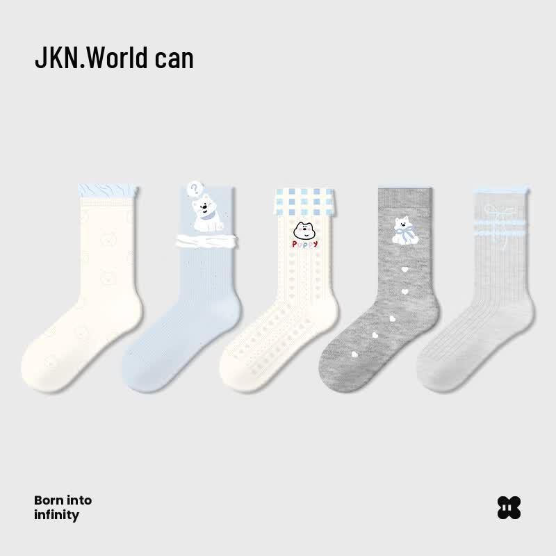 JKN Women s Cute Pet Cartoon Mid-Calf Socks One Size (EU 35-42)