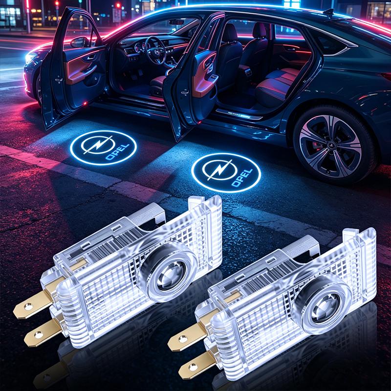 2pcs Led Car Door logo Welcome Light For Opel Corsa Insignia Vectra Zafira Meriva Mokka Grandland Vivaro Karl Rocks-e Astra New Energy