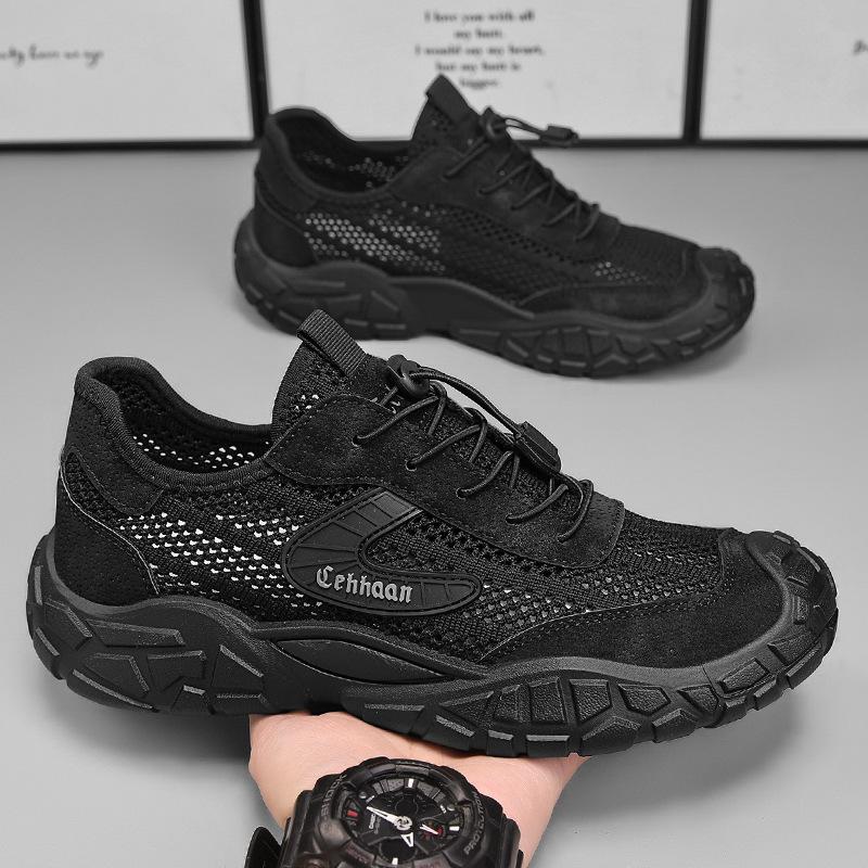 

Mesh shoes new fly-woven breathable hollow sports running shoes trendy student shoes fashion casual shoes 44 чёрный