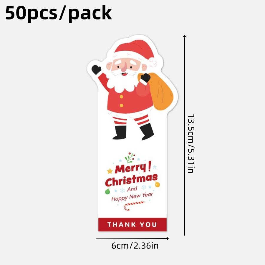 

50pcsRectangular Santa Claus Sticker Holiday Party Gift Box Gift Bag Sealing Sticker Packaging Decoration Self-Adhesive Label