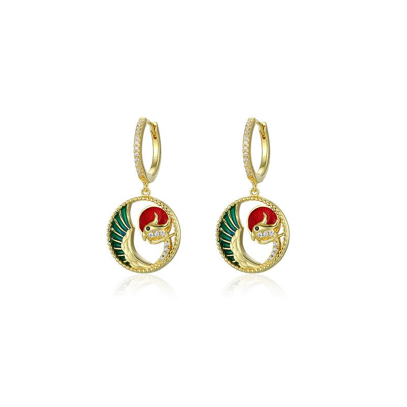 

Jade Bird 925 silver micro-inlaid zircon gradual change enamel earrings 2026 spring new Chinese earrings 925 silver