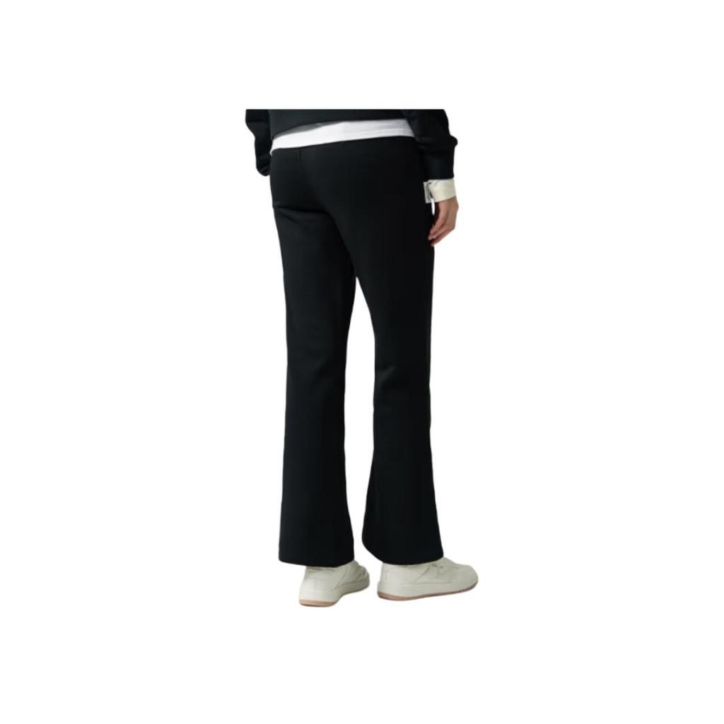 Reebok Logo Embroidered Drawstring Mid-Rise Flared Knit Sports Pants Women pants Black 24FRM602WGH0