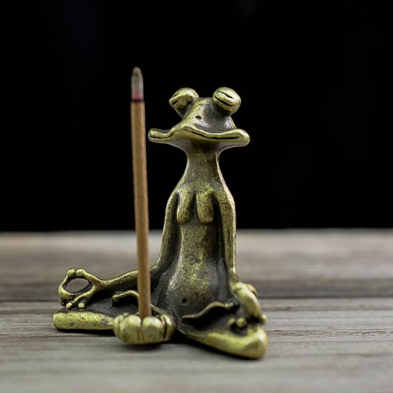 Mini Meditate Frog Incense Censer Sandalwood Stick Holder Antique Bronze Incense Stand Burner Ornament Gift Home Decor
