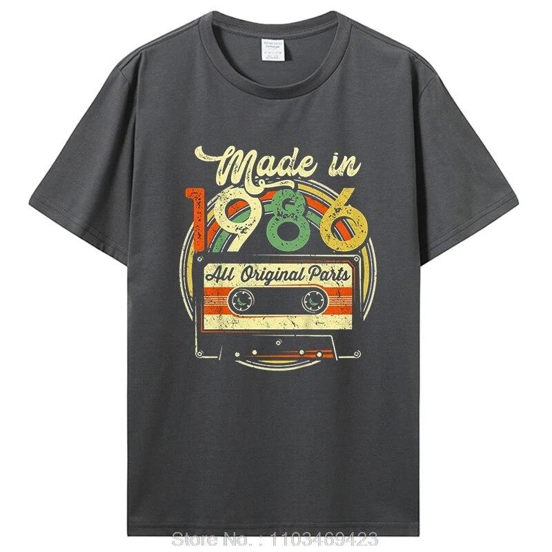 Lustiges Vintage 1986 T-Shirt Sommerstil Grafik Baumwolle T-Shirt Streetwear Geburtstagsgeschenke T-Shirt Unisex Kleidung Übergroß