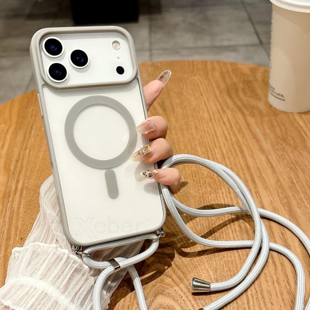Strap Case For iPhone 17 16 15 14 13 12 11 Pro Max Plus For Magsafe Crossbody Lanyard Shockproof Magnetic Wireless Charge Cover