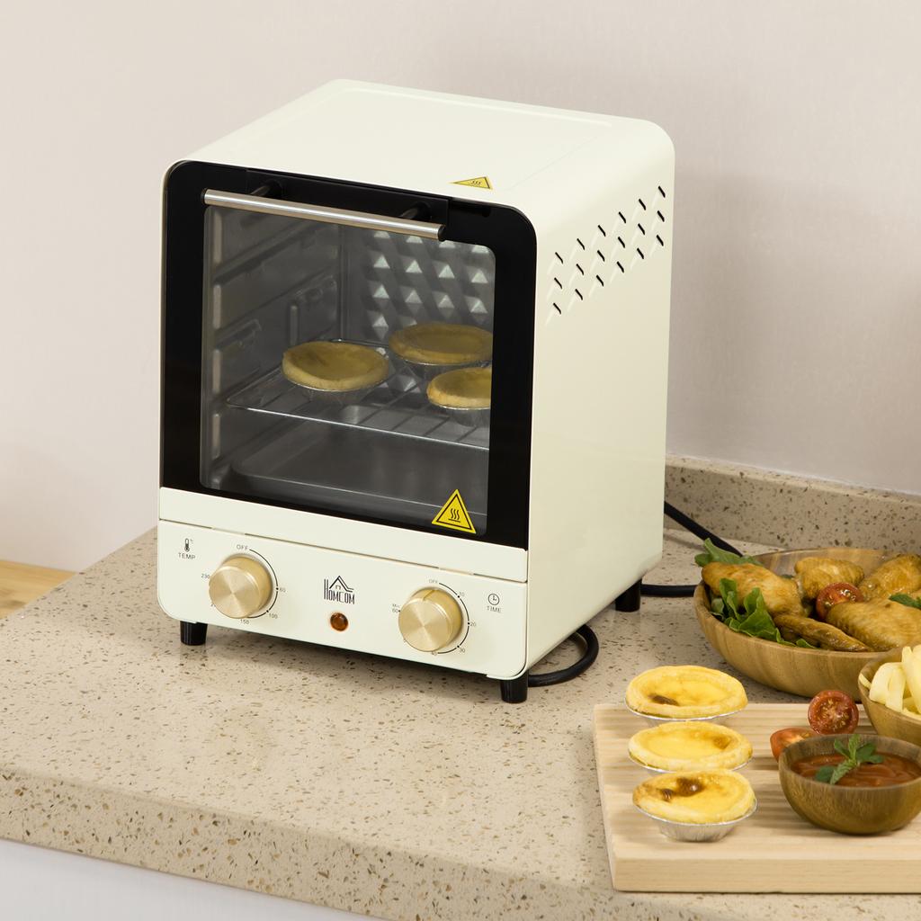 Mini Oven, 15 Litres Electric Oven and Grill with 60-230 degrees C Adjustable Temperature, 60 Minute Timer, Include Baking Tray