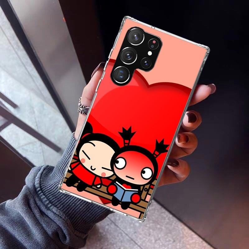 Cute Cartoon Pucca Garu Phone Case For Samsung Galaxy S23 S24 S25 Edge S26 Ultra S22 + S21 Plus S20 FE Cover Silicone Print Shel