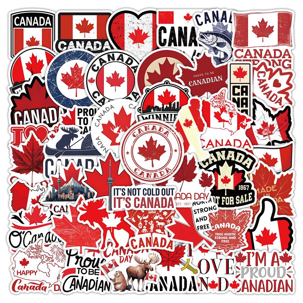 50 Canadian Cross-border Red Graffiti Stickers for Notebooks, Scooters, Guitars - Waterproof
