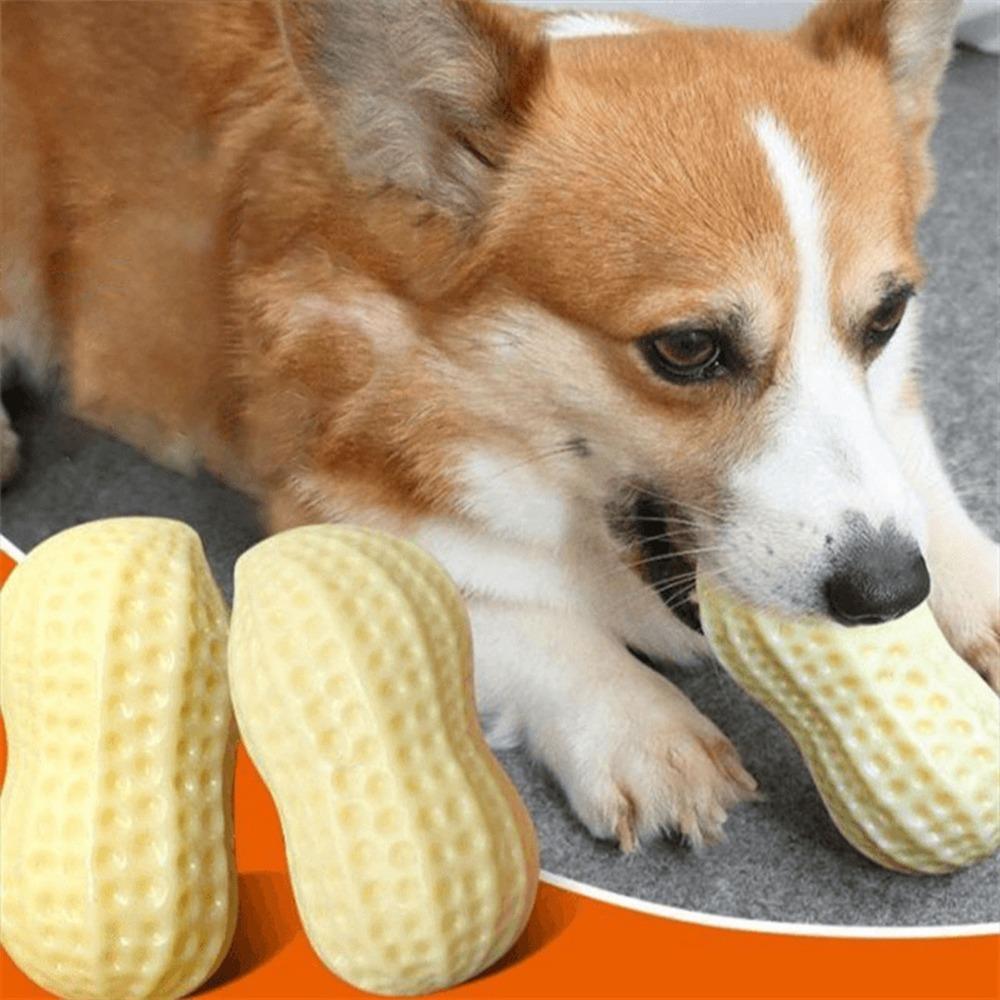 Textured Surface Peanut Dog Chew Toy Peanut Shape Teething Chew Toy Teeth Cleaning Chewing