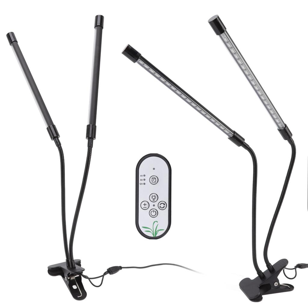 Plant Grow Light Dimmable Timing Full Spectrum USB Powered Dual Head Clip On LED Plant Lamp for Indoor 30W