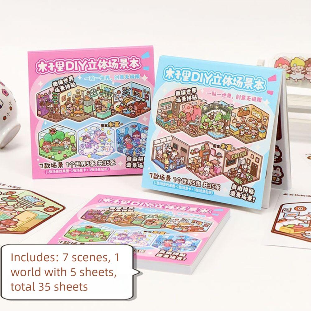 

Mini 3D Landscape Sticker Visual Stacking Miniature Scene Collage Children Gifts B