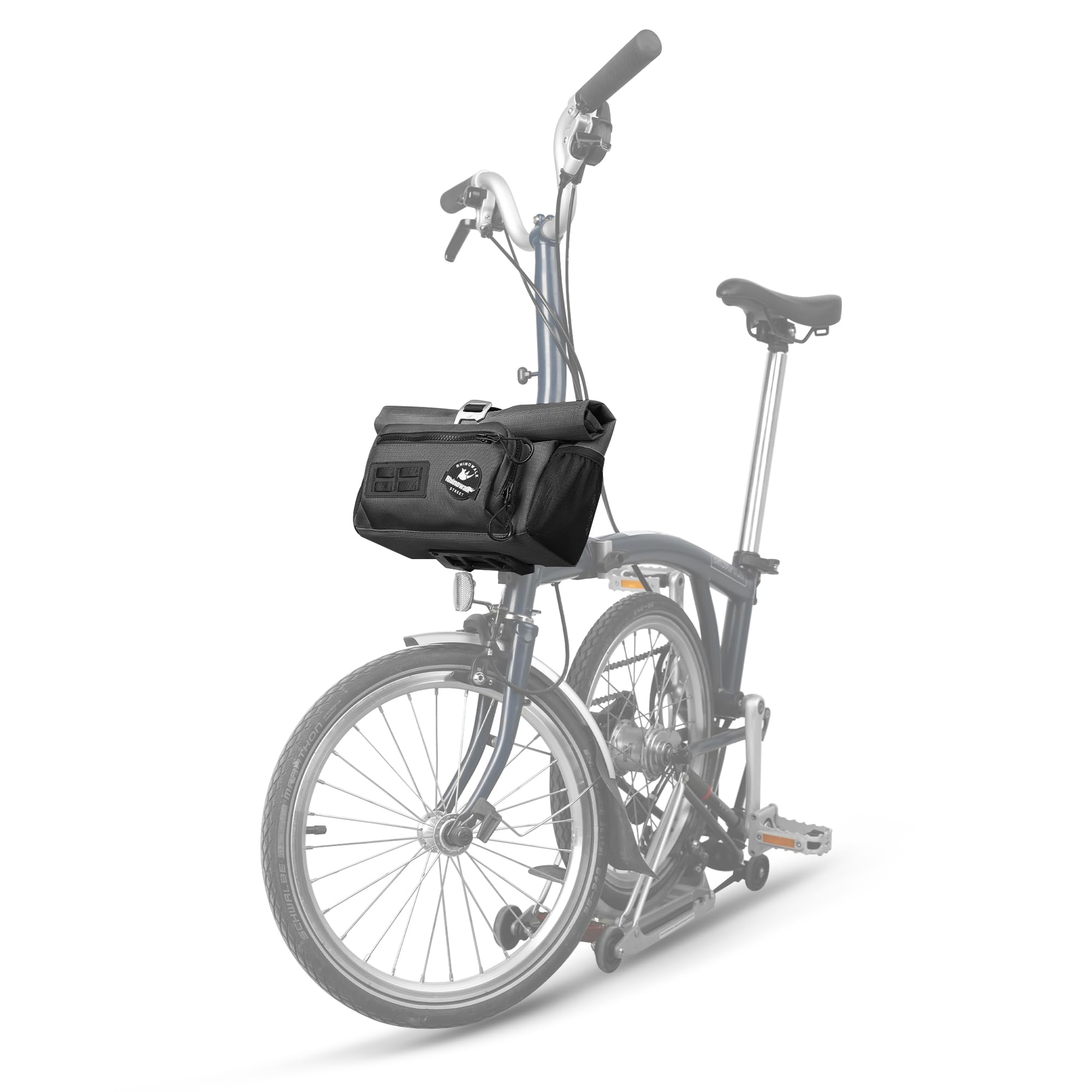 Rhinowalk Brompton Folding Bike Front Bag/Shoulder Bag, 2-Way, 4L, Waterproof, Roll-Top with MOLLE System, Bicycle Handlebar Bag, Folding Bike, Urban