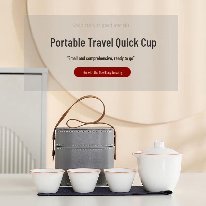 MY Ceramic Travel Tea Set 1 Pot, 3 Cups
