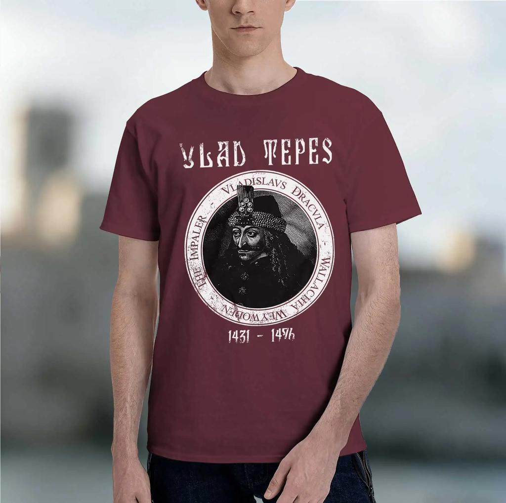 Vlad Tepes 2026 Neue Mode Schweres Heißverkauf Retro Bedrucktes Muster Lustiges T-Shirt mit Rundhalsausschnitt für den täglichen Komfort