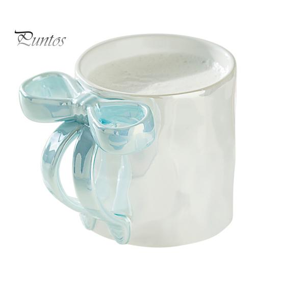 Keramický šálek na kávu se stuhou držadlo 11,8 oz elegantní růžový design s mašlí Dárek na pití pro ženy k narozeninám