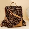 Women's Soft Leather Anti-Theft Backpack Multi-Purpose Leopard Print Shoulder Bag