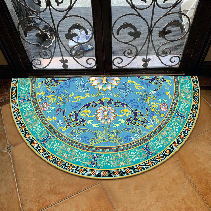 Half Circular Floor Mat Bathroom Non Slip Carpet Household Door Mat Dirt Resistant Foot Mat