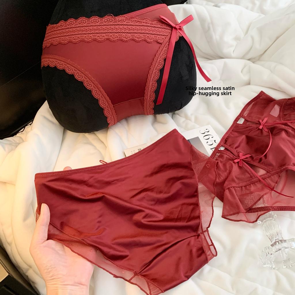 Women's Spring and Autumn Year Net Red 10A Extended Crotch Mid Waist Panties