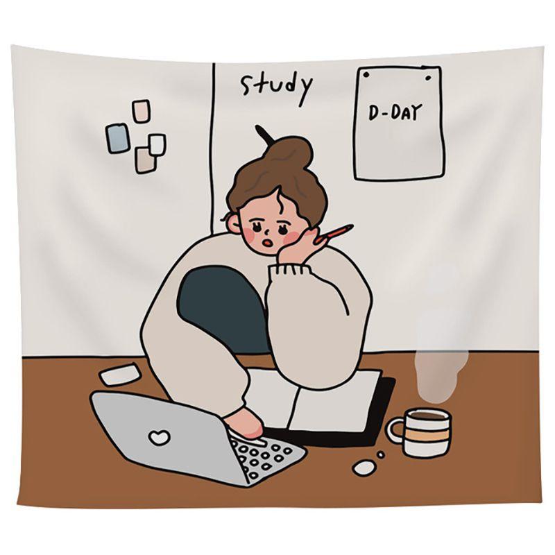 

Гобелен для девочки, настенный фон, ткань для подвешивания, спальня, абстрактный, мультяшный декор для стены Study,100*75cm