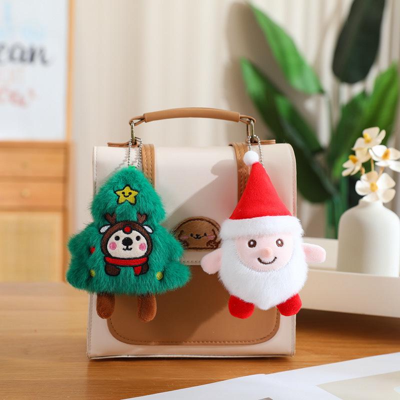 Santa Claus Plush Tree Pendant Keychain Charm