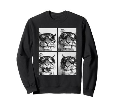 Lustige Tiger Schneibrille Niedliche Katze Tier Winter Sweatshirt