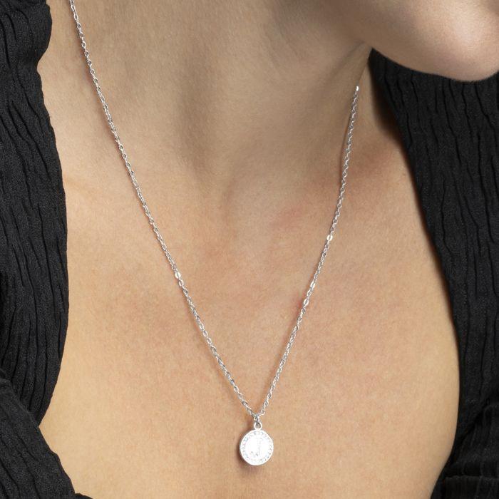 Luxenter Collier De Zirconium Brillant Finition En Rhodium - Alphabet J