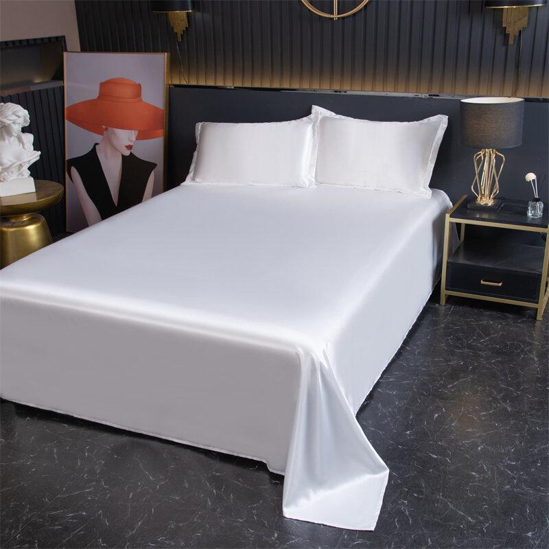 Luxurious Summer Satin Ice Silk Sheets Pillowcases Bedding Solid Color Sheets