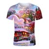 Summer New Rose Castle Colors Beautiful Personality Youth Trend 3D Digital Printing Round Neck Shirt Short Sleeve T-shirt