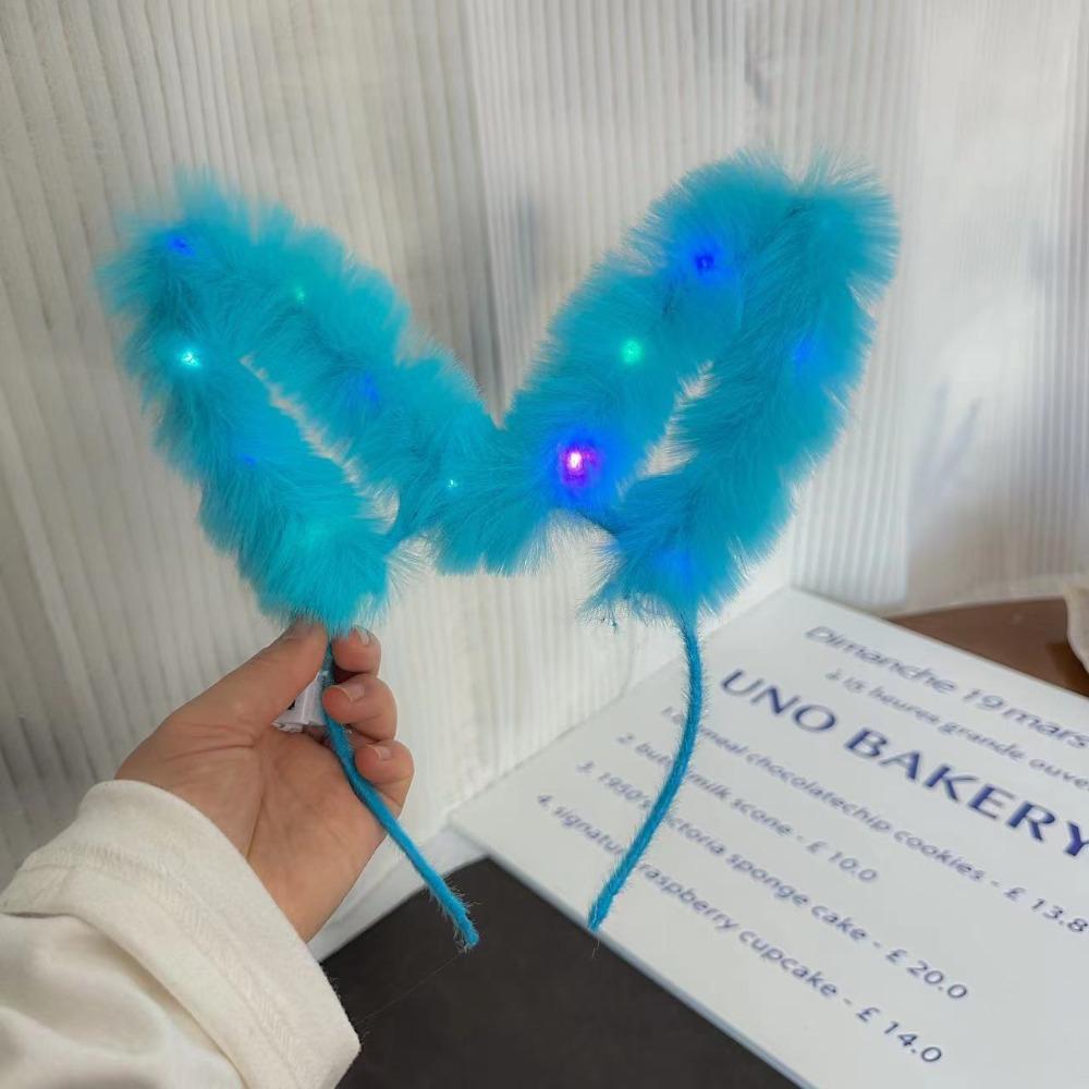 Realistic Glowing Plush Headband LED Light Luminous Bunny Headband  Amusement Park