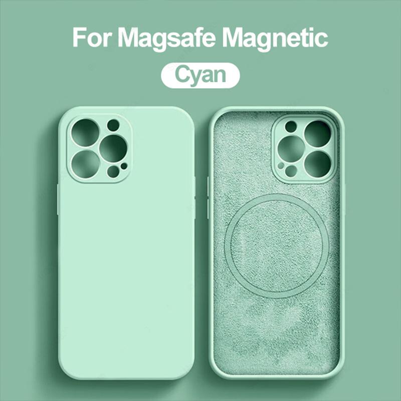 Pour étui magnétique Magsafe Pour 16 15 14 13 12 11 Pro Max 16 Plus Silicone Liquide Charge sans fil Housse Accessoires pour téléphone