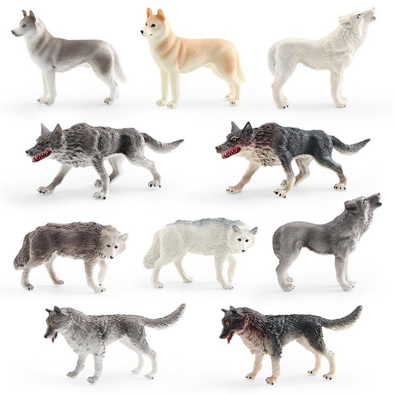 Simulation Of Forest Animals 10 Wolf Models Black Wolf Brown Wolf Gray Wolf White Wolf Female Wolf Husky Ornament Toy