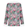 Women's Fashionable Casual V-Neck Christmas Print Long-Sleeved Top